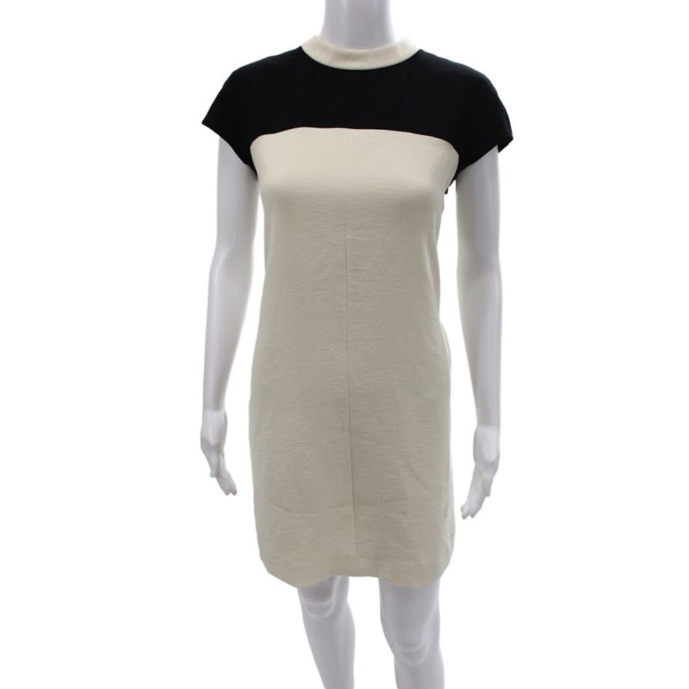 Paule Ka Women Shift Dress Black Mock Neck Short Sleeve Colorblock Size 42